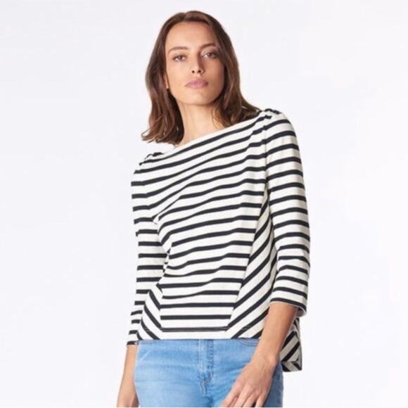 Veronica Beard Tops - Veronica Beard Lincoln Mariner Black Cream Striped Boat Neck Top Size XS